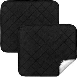 Waterproof Chair Pads for Incontinence 18" x 16", 2 Pack Non Slip Absorbent Wheelchair Reusable Seat Protector, Washable Seat Covers for Chairs, Black