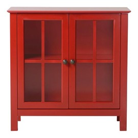 OS Home and Office Furniture 31.5" Wood Accent Display Cabinet in Red