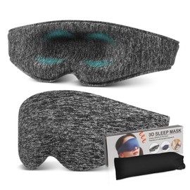minkissy Sleep Eye Mask for Women and Men Ergonomic Light Blocking Design with Strap Full Coverage Eye Covers for Comfortable Sleep Experience Grey with Storage Bag