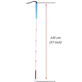 Aluminum Mobility Folding White Cane for Vision Impaired and Blind People (Folds Down 7 Sections) (Blue Handle, 145cm (57 inch))