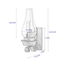 LightInTheBox Rustic Wall Sconce Vintage Farmhouse Wall Light Fixtures Industrial Glass Wall Lamp for Cabin Bedroom Living Room Hallway Fireplace (1PCS)