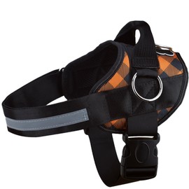 Joyride Basic Essential Dog Harness 1.0 - Small, Medium, Large Dogs, No-Pull Pet Vest with 3 Side Rings for Leash Placement, Adjustable for Training (Orange Plaid, M)