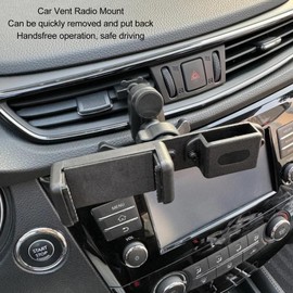2 Way Radio Car Mount, 2 in 1 Adjustable Car Handheld Radio Mic Vent Mount, Steel Hook Air Vent Car Holder Mount for Phones CB Radios, for Sedans Pickup Trucks SUVs