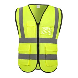Lehueos High Visibility Vest Safety Vest with Pockets and Zipper Meets ANSI/ISEA Standard (1, Yellow-Green, 3X-Large)