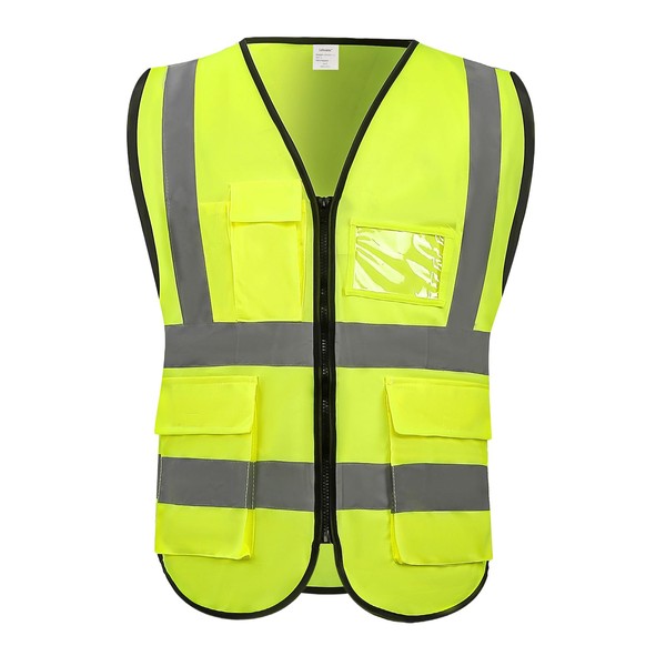 Lehueos High Visibility Vest Safety Vest with Pockets and Zipper