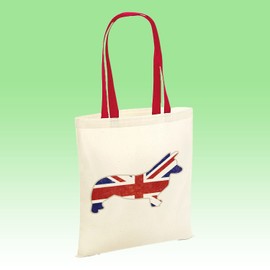 SmartyPants Queen's Platinum Jubilee Union Jack Corgi Tote Bag - Dog Puppy Silhouette Royal Elizabeth Her Majesty 70 Years Anniversary 2022 Commemorative Souvenir Cotton Shopper (Red Handle)