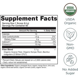 Ancient Nutrition Organic Fiber Powder, Raspberry Lemonade, Soluble Fiber from Acacia & Konjac Root, Supports Digestive Health, Reduces Bloating, 6.5 oz