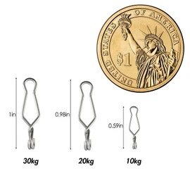 Dr.Fish - 20 clips de velocidad de pesca de acero inoxidable de alta resistencia de cambio rápido para agua salada, 20PCs Size L Clip