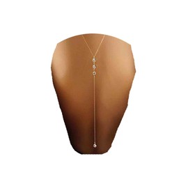 Yheakne Wedding Crystal Backdrop Necklace Gold CZ Y Lariat Necklace Chain Long Rhinestone Y Necklace Bridal Back Necklace Body Jewelry for Women