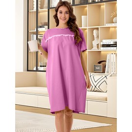 voeeron voeeron Hospital Gowns for Women Soft Short Sleeve Patient Gown Open Back Snap Adaptive Clothes with Pockets (Pink,S)
