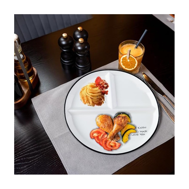 Hoshisea Divided Ceramic Dinner Plate, Split Diet Plate, Snack Plate,