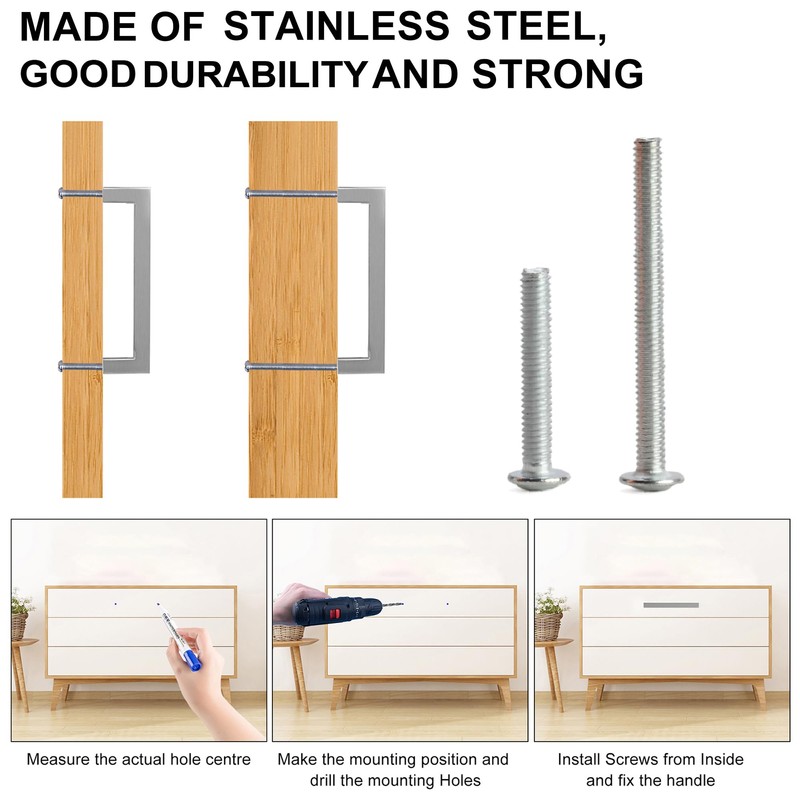 Redunest Cabinet Pulls Brushed Nickel Cabinet Handles Square Drawer Pulls,