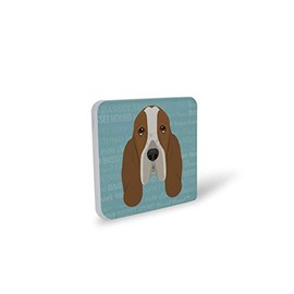 Mystic Sloth Adorable Dog Breed Design 3.75" Square Acrylic Coaster Set of 4 (Basset Hound)