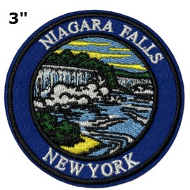 Niagara Falls New York 3" Embroidered Patch DIY Iron or Sew-on Decorative Vacation Travel Souvenir Applique Wander Nature Wildlife Hike Trek Camping Explore Mountains Stars Moon Sun Sky Trails Scout
