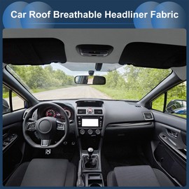 INFINAUTO Headliner Fabric 70" l x 48" W for Car Truck RV SUV Automotive Interior Trim DIY Roof Repair Replacement Foam Backing Breathable Mesh Fabric Dark Gray