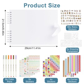 Photo Albums Scrapbook 80 Pages White Scrapbook Kit with Stickers and Marker Pens Thick Kraft Paper Scrap Book Memory Travel Scrapbook for Anniversary Wedding Valentines Day Graduation