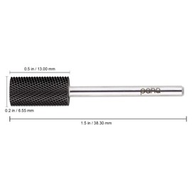 PANA Flat Top Large Barrel 3/32" Shank Size - (DLC Black, Fine Grit) - Fast remove Acrylic or Hard Gel Nail Drill Bit for Manicure Pedicure Salon Professional or Beginner