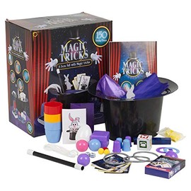 URBNLIVING Kids Magic Set 150 Tricks with Instructions, Props and Accessories incl. Top Hat, Rabbit and Card Tricks, Age 3+
