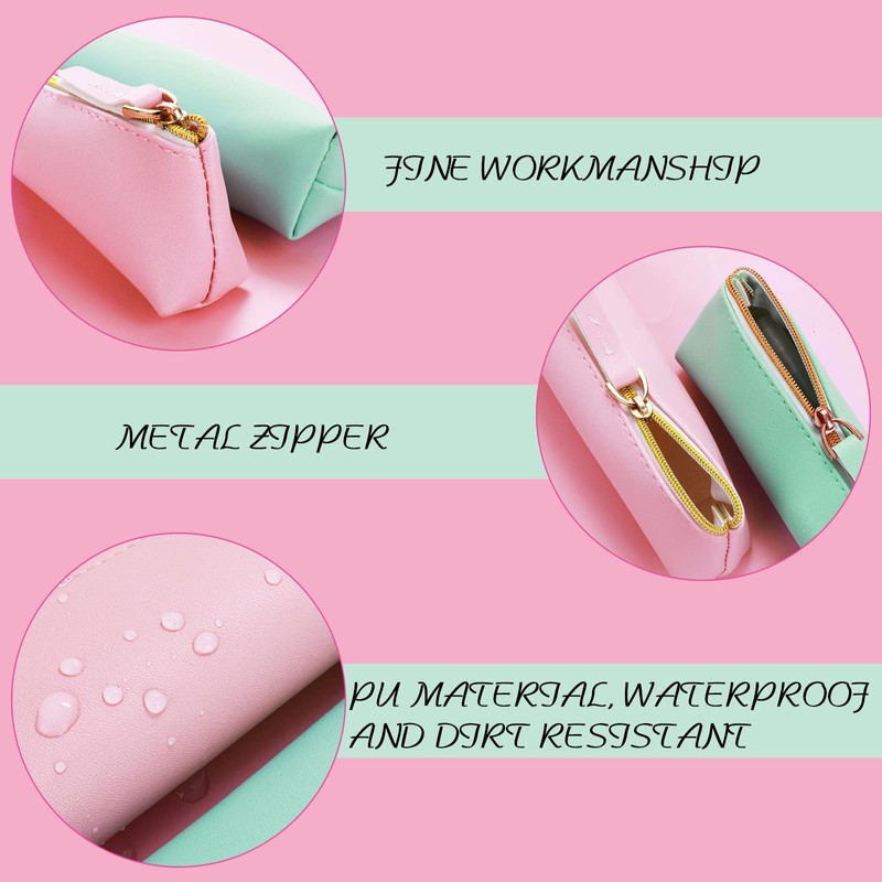 cobee Leather Pencil Case, 2 Piece Pencil Case, green/pink, leather