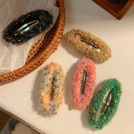 Imported Lovely Fluffy Knit Hair Claw Clip - Sugar Apple Design, Various Colors (lf1359) Free Size/Option No.4 30ea