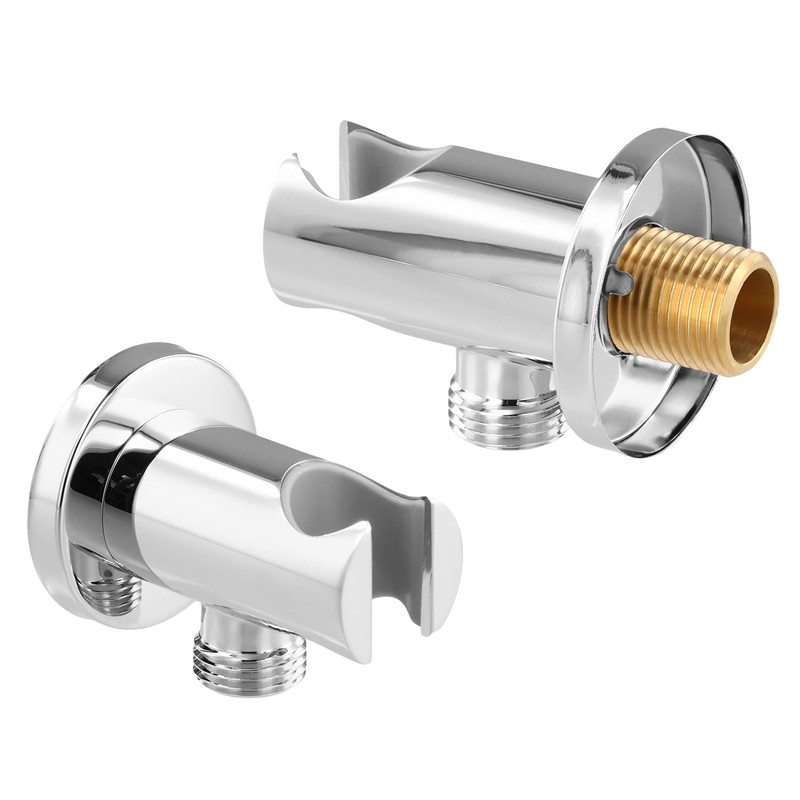 QWORK® Wall Water Supply Elbow with Shower Bracket Holde, Chrome