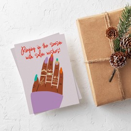 Ritzy Rose 24 Nail Salon Holiday Greeting Cards in 4 Colorful Illustrations with Envelopes