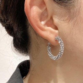 Big Hoop Rhinestone Earrings for Women Trendy Prom Dresses 2025 Big Gold/Silver Hoop Earrings Large Glitter Hoop Earrings Sparkly Hoops Earring Wedding Prom Formal Jewelry Gifts