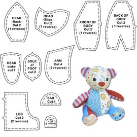 Bisienya Acrylic Memory Bear Template Sewing Pattern Set -12 Inch Handmade Teddy Bear Quilting Ruler Set with Instructions, DIY Templates Quilting Templates for Nursery, Bedroom, Car, Sofa (10inch)