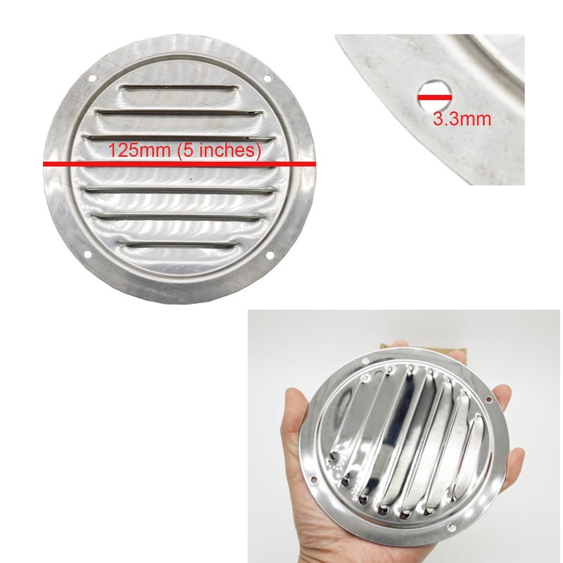 LBKYJ 4 Pack 5"" Round Louvered Air Vent, 316 Stainless
