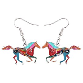 BONSNY Enamel Alloy Colorful Horse Earrings for Women girls Kids Animal Lover Statement Jewelry (Multi)