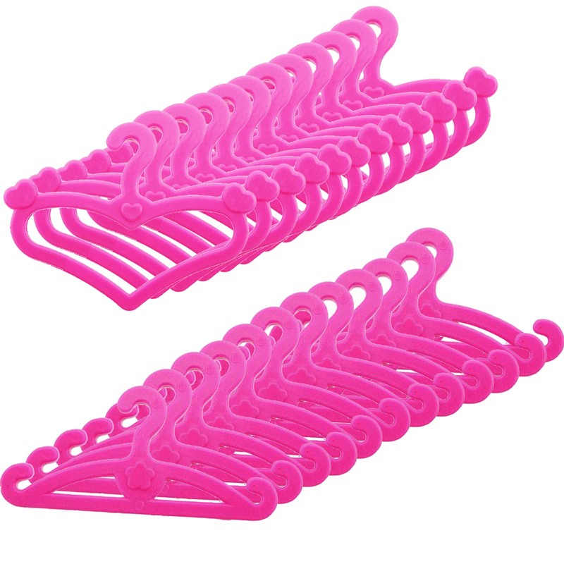 BJDBUS 62 Pcs Pink Plastic Hangers for 11.5 inch Doll