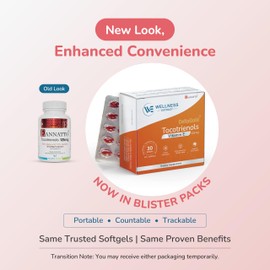 WELLNESS EXTRACT WELLNESS EXTRACT Eannatto Tocotrienols Vitamin E Supplements Tocopherol Free, Supports Immune Health, Non-GMO, Gluten Free & Antioxidant (125MG 30 Softgels)