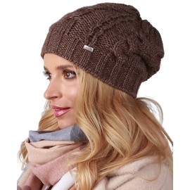 Alur EKO Women's Beanie Winter Hat Knitted Hat Warm Elastic Elegant Winter Hat Soft Yarn Stylish Universal Warm, brown
