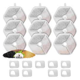 9 Packs Replacement Filters and Sponges for 152oz/4.5L Wireless Cat Water Fountain, ZEKIRY Cat Water Fountain Filters, 5-Layer Filtration System Pet Fountain Filters(9 Filter, 9 Sponge)