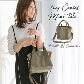 Cross Marberry R36 Mini Tote Bag, 2-Way Shoulder Bag, Canvas Handbag, Tote Bag, Lightweight, Khaki