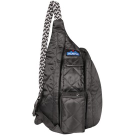 KAVU Rope Puff Bag Sling Crossbody Backpack Travel Quilted Purse-Black