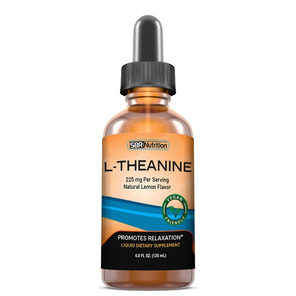 SBR Nutrition Liquid L-Theanine Drops | All Natural, Vegan, Alcohol Free, Non-GMO | for Sleep Aid, Calm, Relaxation, Focus Without Drowsiness | Synergistic with Coffee or Caffeine