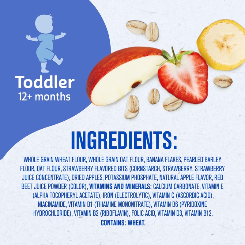 Gerber Toddler Food, Multigrain Banana Apple Strawberry Cereal, 8g Whole