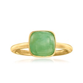 Ross-Simons Bezel-Set Jade Ring in 18kt Gold Over Sterling. Size 7