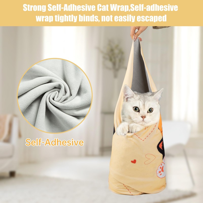 Cat Grooming Wrap,Anti-Escape Cat Wrap for Grooming,Self-Adherent Soft Cat Blanket