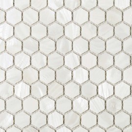 Tenedos Natural Seashell Mother of Pearl Hexagon Mosaic Tile – Box of 5 Sheets, Ideal for Kitchen Backsplash, Bathroom Walls, Spas, Pools, and Accent Features