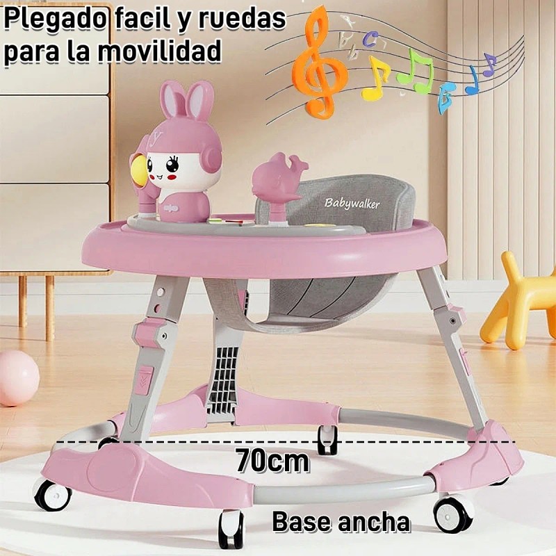 Caminador Bebé:plegable Compacto, Música, Ajustable, Seguro