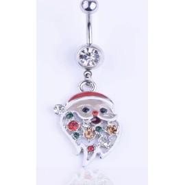 Body Doodads Christmas SantaClause Gemmed Dangle Belly Ring Steel Body Jewelry W/ Gift Box 💝