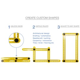 VViViD Heavy-Duty Adjustable Ruler (Multi-Angle 4 Holder Yellow Plastic)
