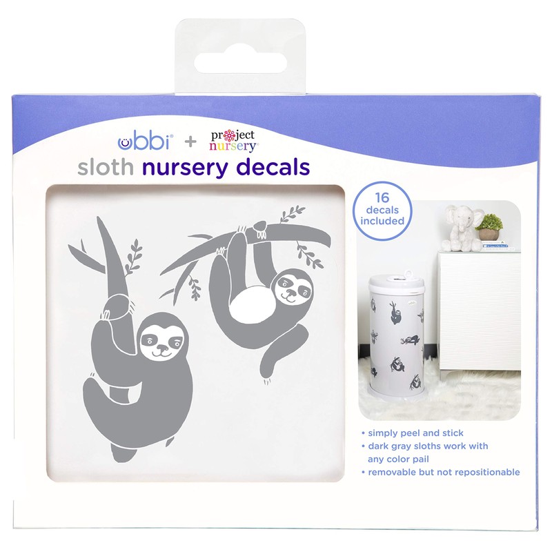 Ubbi Sloth Peel and Stick Decal Stickers, Decorative Sticker for