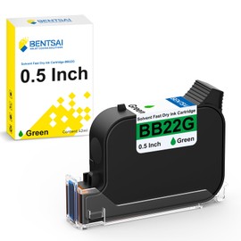 BENTSAI BB22G 0.5 Inch Print Height Original Solvent Ink Quick Dry Ink Cartridge Replacement for BT-HH6205B 6205BL Handheld Inkjet Printer (Green)