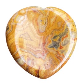 favoramulet Heart Love Crystal Thumb Worry Stone Pocket Palm Stones for Anxiety Therapy Geometry Chakra Healing Reiki Balancing, Crazy Agate