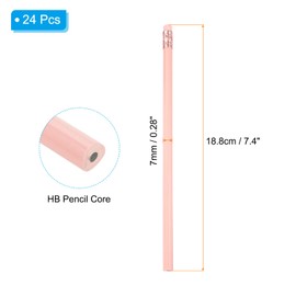 PATIKIL Round Pencils, 24 Pcs Triangle HB Graphite Pencil Wooden Pencils with Eraser for Classroom Office Writing Drawing Supplies, Pink
