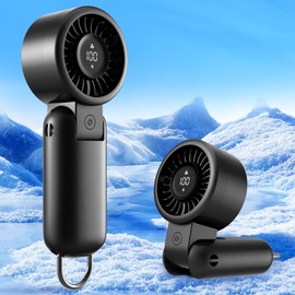 AUIIAH Handheld Fan Portable - Battery Powered Mini Turbo Hand Held Fan Rechargeable with Power Display, 5 Speed Wind, Personal Pocket High Speed Cooling Fans for Travel, Makeup, Outdoor, Women, Men