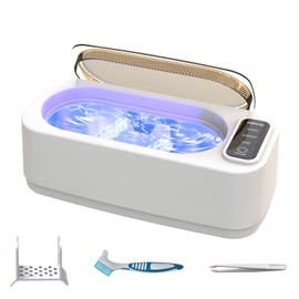 Ultrasonic Retainer Cleaner, Professional 47kHz Ultrasonic Cleaner Machine for Dentures, Mouth Guard, Aligner, Braces,Jewelry, 4 Modes with 400ML Capacity